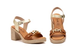 Sandalias Mujer Piel Platino Tacón Hebilla JAM ref. SPK-2579