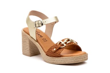 Sandalias Mujer Piel Platino Tacón Hebilla JAM ref. SPK-2579