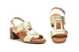 Sandalias Mujer Piel Platino Tacón Hebilla JAM ref. SPK-2556