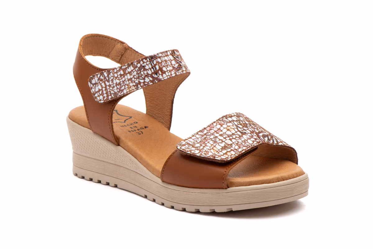 Sandalias Mujer Piel Cuero Colores Velcro Alto Estilo ref. AE-647