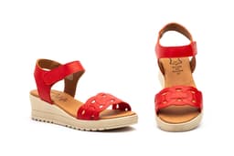 Sandalias Mujer Piel Rojo Alto Estilo ref. AE-648