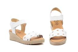 Sandalias Mujer Piel Blanco Velcro Alto Estilo ref. AE-648