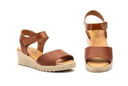 Sandalias Mujer Piel Cuero Velcro Cuña Alto Estilo ref. AE-649