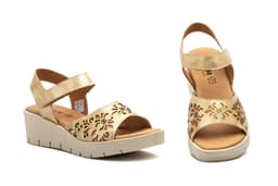 Sandalias Mujer Piel Platino Láser Cuña JAM ref. 9988