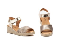 Sandalias Mujer Piel Platino Velcro Gel Alto Estilo ref. AE-649