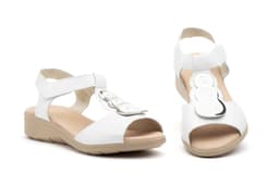 Sandalias Mujer Piel Blanco Velcro Duendy ref. 3805