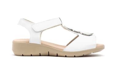 Women's Leather Sandals White Velcro Duendy ref. 3805