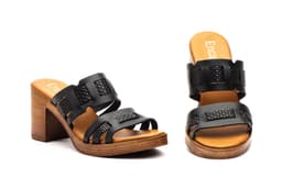 Sandalias Mujer Piel Negro Tacón Encantto ref. 67458