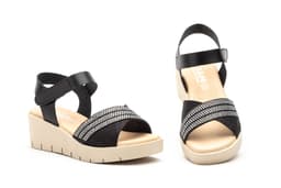 Sandalias Mujer Piel Negro Plata JAM ref. 3150