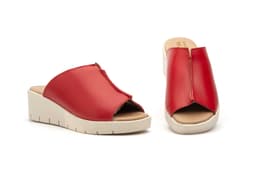 Zuecos Sandalias Mujer PIel Rojo Cuña JAM ref. 131