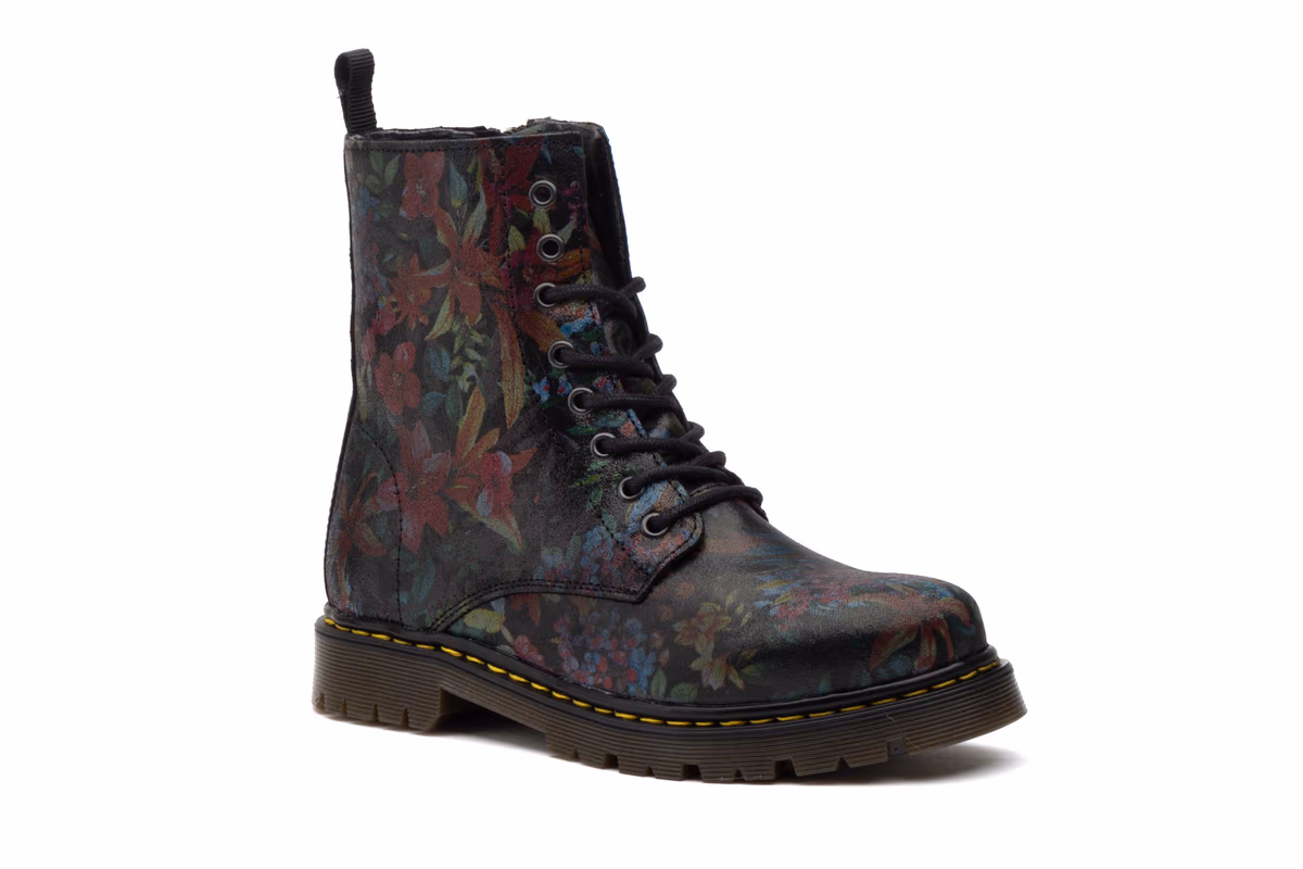 Bota Mujer Piel Flores Negro Route 83 ref. R83-M102