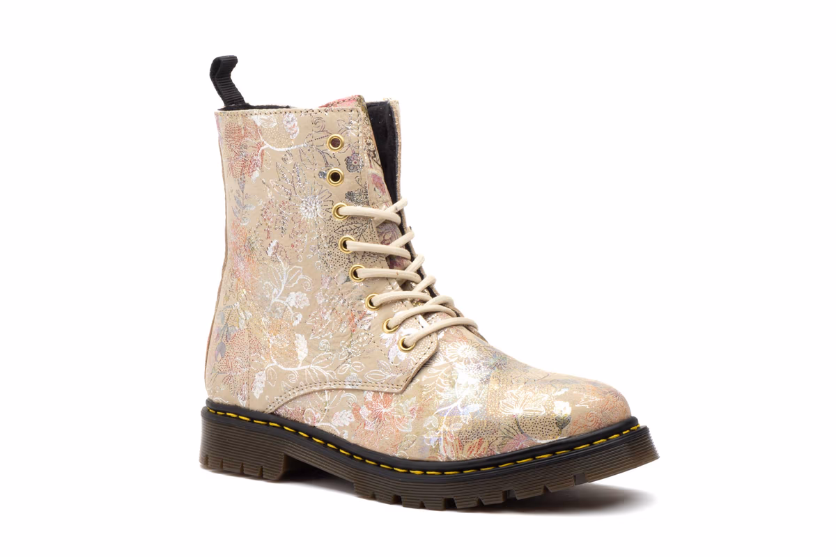 Bota Mujer Piel Flores Beige Route 83 ref. R83-M102