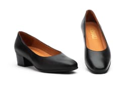 Zapatos Mujer Piel Negro Tacón Par y Medio ref. 1631