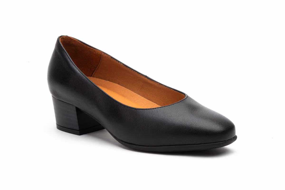 Zapatos Mujer Piel Negro Tacón Par y Medio ref. 1631