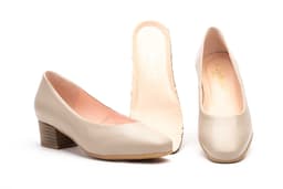Zapatos Mujer Piel Beige Tacón Par y Medio ref. 1631