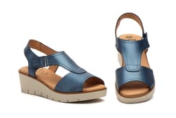 Sandalias Mujer Piel Marino Velcro Alto Estilo ref. AE-3308