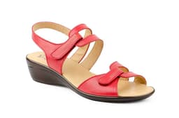 Sandalias Vaquetillas Mujer Piel Rojo Cuña Alto Estilo ref. 454