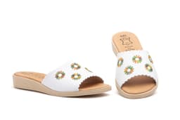 Women's White Leather Sandal with Wide Strap Alto Estilo ref. 307