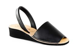 Menorquina Ibicencas Women's Black Leather Wedge Menorquinas ref. 552