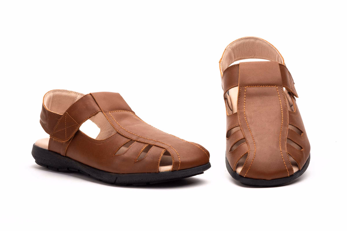 Sandales Homme Peau Cuir Fermeture Autoadhésive JAM ref. 1409