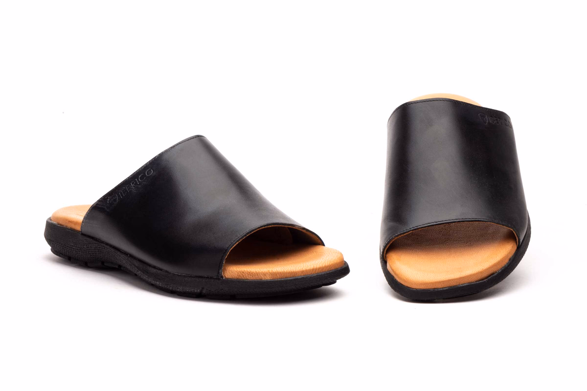 Sandales Homme Cuir Noir Empeigne Ibérico ref. 2035