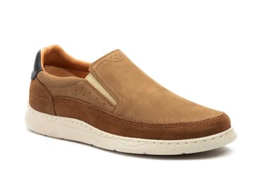 Men's Casual Shoe Nubuck Leather Taupe Elastic Route 83 ref. R83-2605