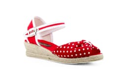 Jute Women Red Canvas Wedge Heel with Buckle and Polka Dots Ludiher ref. 385