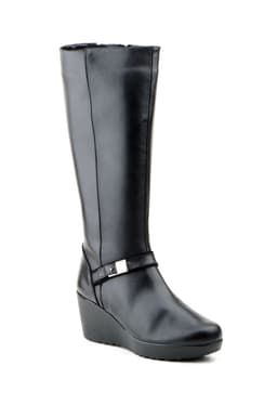 Women's Black Leather Wedge Boots JAM ref. 1022