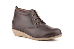 Botín Mujer Piel Marrón Cordones Alto Estilo ref. AE-398
