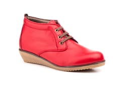 Botín Mujer Piel Rojo Cordones Alto Estilo ref. AE-398