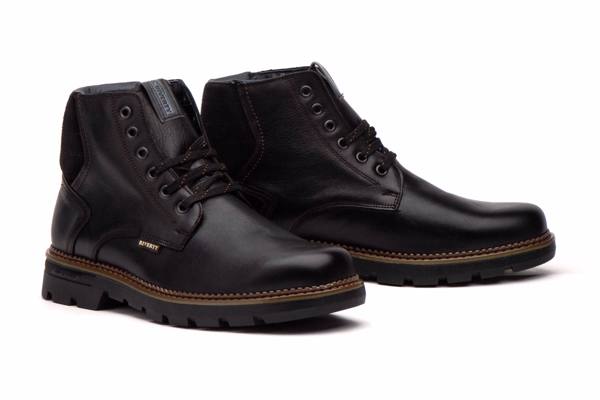 Botas Hombre Piel Negro Cordones Plantilla Extraíble Riverty ref. RV-70840