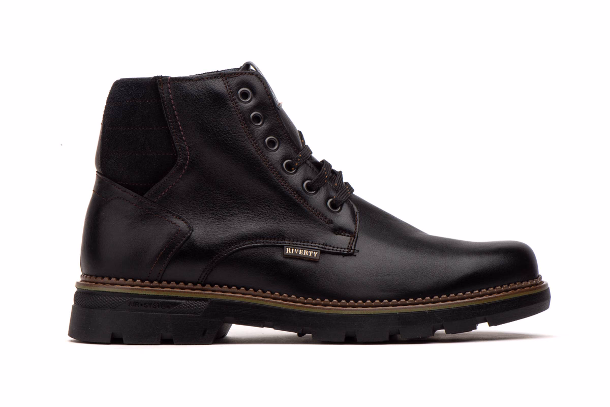Botas Hombre Piel Negro Cordones Plantilla Extraíble Riverty ref. RV-70840