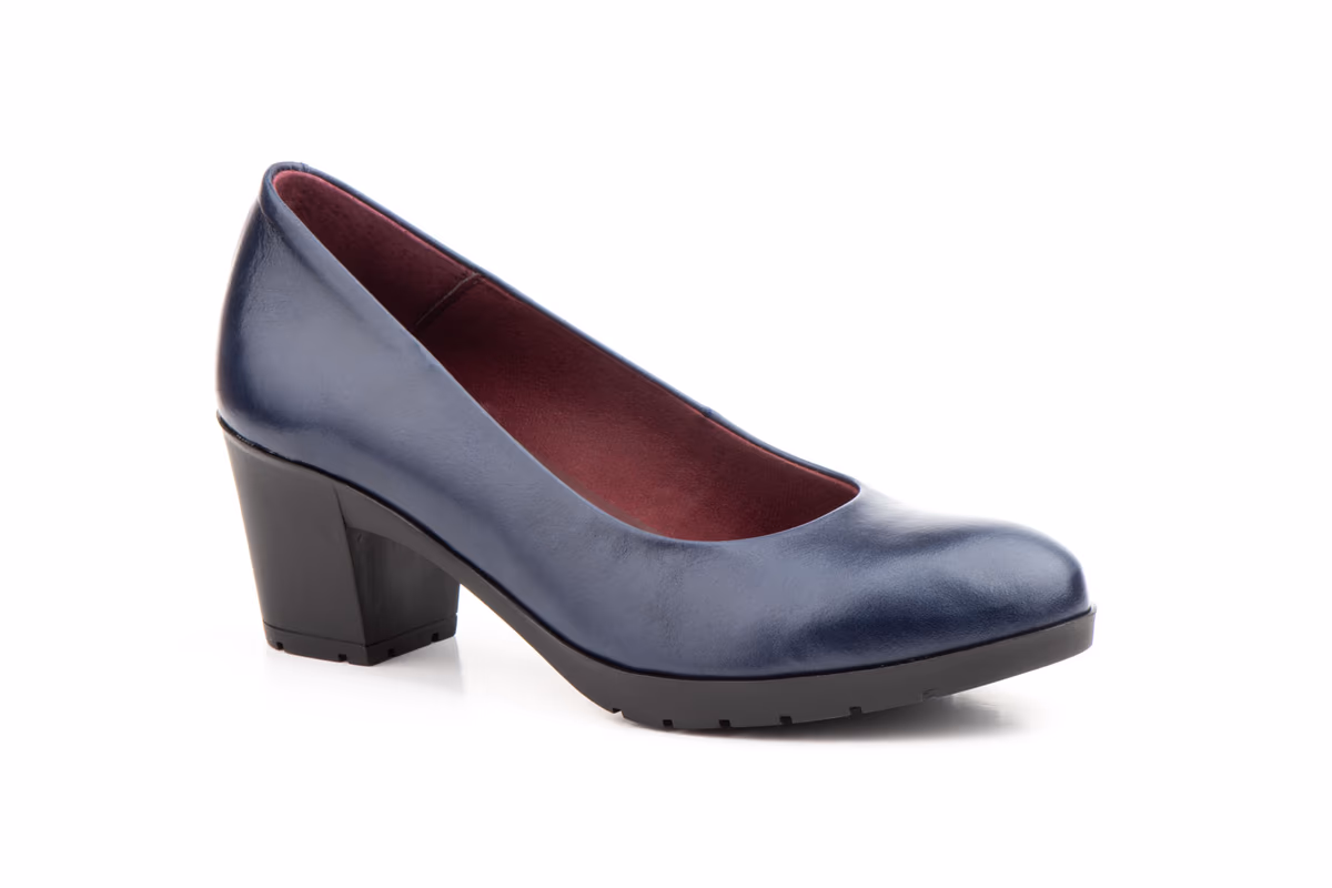 Zapatos Salón Mujer Piel Marino Tacón Ancho Morxiva ref. MX-923