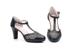 Women's Navy Blue Laser Leather Shoes Annora ref. 3029