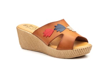 Women's Clogs Leather Gel Insole Wedge Alto Estilo ref. AE-204