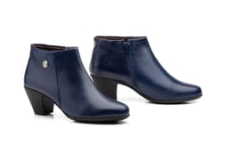 Botines Mujer Piel Marino Tacón Cremallera Cutillas ref. 417