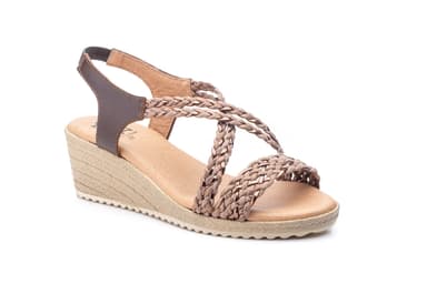 Women's Braided Wedge Sandals Brown Silver JAM ref. 3326