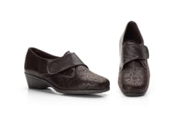 Zapatos Mujer Piel Marrón Licra Comodon Cuña Anchos Calzados ref. 1705
