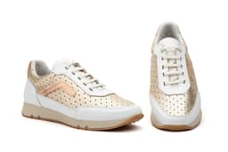 Women's Sports Shoes Platinum White Leather Lace-Up JAM ref. 3163