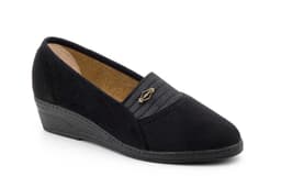 Zapatilla Casa Cuña Paño Negro Carmelo ref. 3350