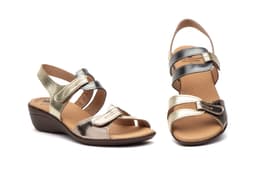 Women's Leather Wedge Sandals with Metallic Details Alto Estilo ref. 454