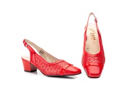 Women's Red Perforated Leather Heeled Shoes JAM ref. 95215