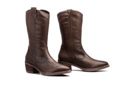 Women's Cowboy Boots Nappa Leather Brown Cuban Heel Par y Medio ref. PYM-940
