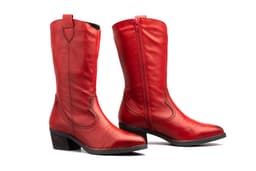 Women's Cowboy Boots Red Nappa Leather Cuban Heel Par y Medio ref. PYM-940