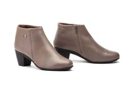 Botines Mujer Piel Gris Taupe Tacón Cremallera Cutillas ref. 417
