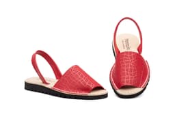 Women's Menorquinas Red Leather Menorquinas ref. 7707