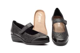 Zapatos Mujer Piel Negro Licra Ancho Especial Gavi's ref. 7813