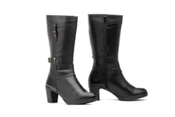 Women's Leather Boots Black Buckle Zipper Heel Ibérico ref. 1510