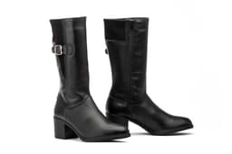 Women's Boots Black Leather Lycra Buckle Heel Ibérico ref. 90731