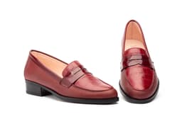 Zapatos Mujer Piel Burdeos Par y Medio ref. PYM-1805